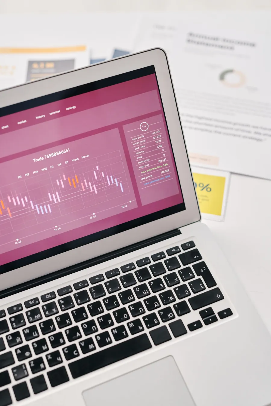 Laptop screen showing search performance graphs