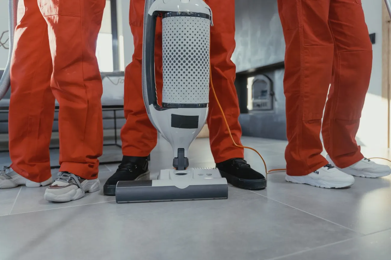 Cleaning crew at work on a commercial job site