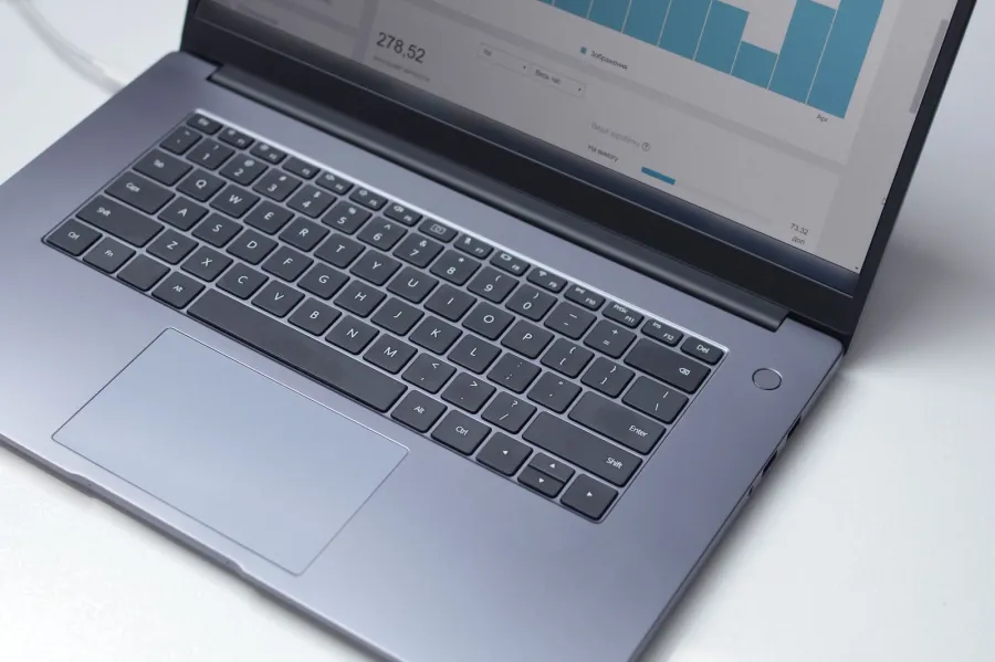 Laptop displaying a website design mockup